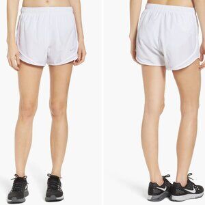 NWT Nike Dri-Fit Tempo Running White Drawstring Swoosh Lined Logo Shorts